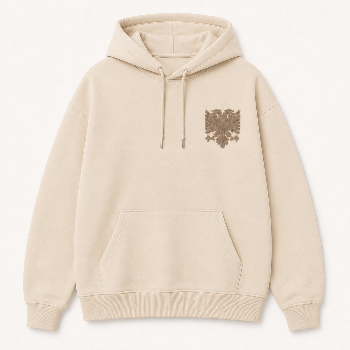 Oversized Hoodie Albanian Eagle — Cream